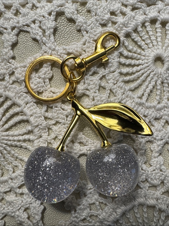 Accessories - Silver Sparkling Cherry Keychain Bagcharm with Gold Hardware NWOT